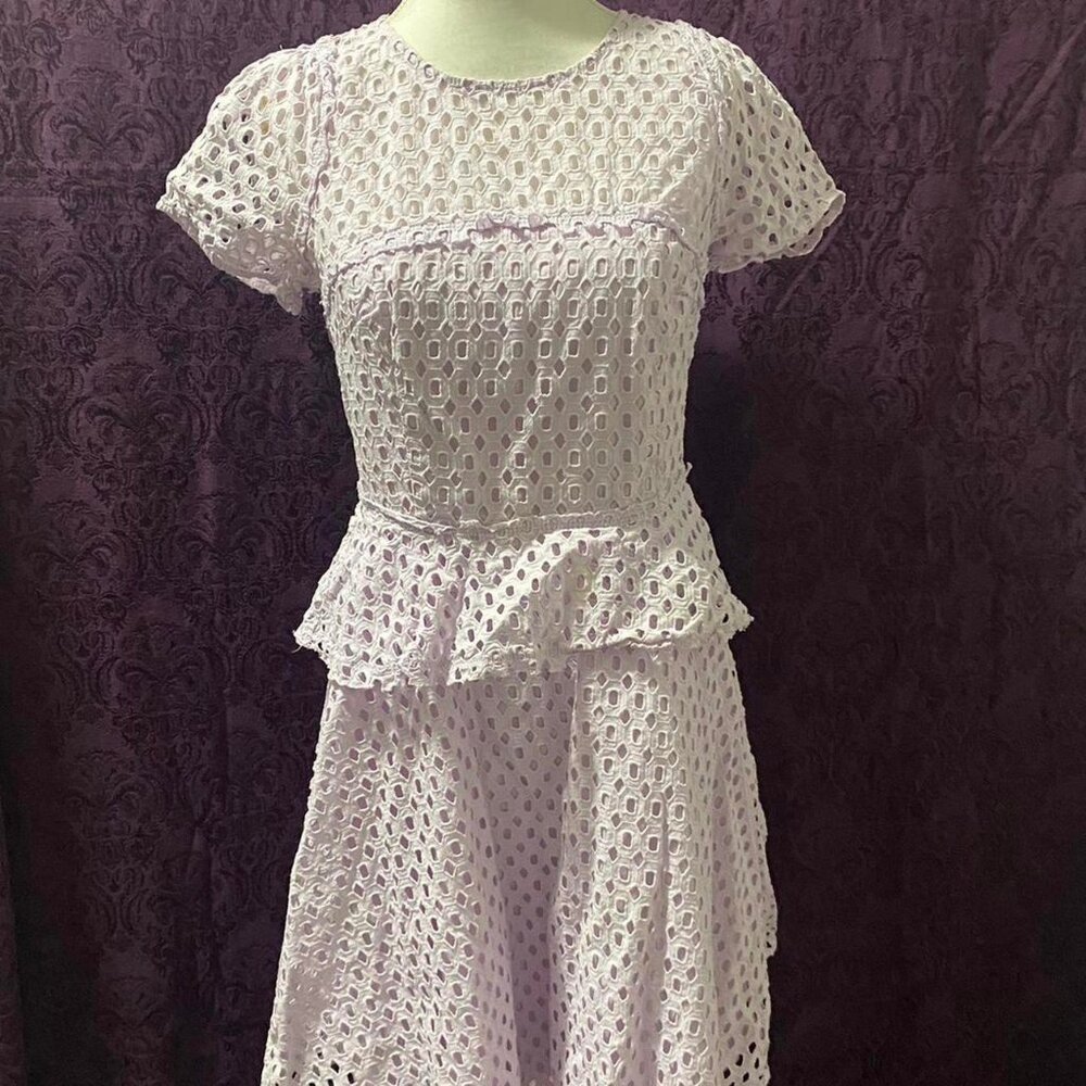 Lavender eyelet peplum dress